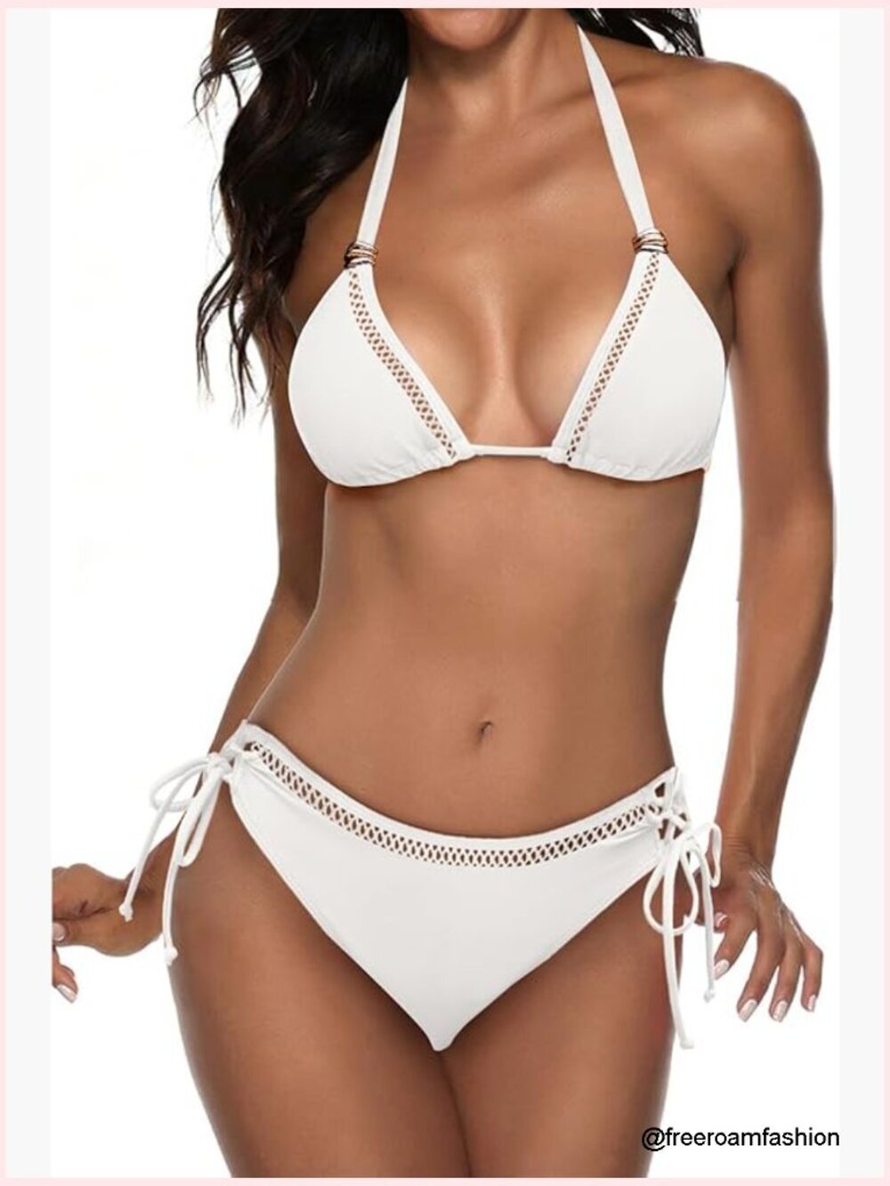 Small Recycled Nylon Bikini Set Adjustable Halter Cut Out Design